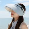 Tassel large brim sun hat summer outdoor travel sun protection hat women's plaid bow empty top hat