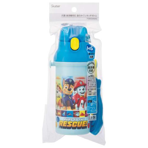 Skater Children's Water Bottle, 480ml, Direct Drinking, Plastic, One-Touch Operation, Dishwasher Safe, Made in Japan, Paw Patrol 25, Boys', PSB5SANAG-