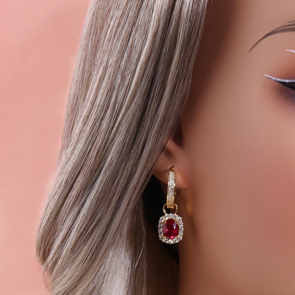 925 Sterling Silver Clasp Earrings 3.74ct Heart Natural Treated ruby,Two Wear Method Design,fine Jewelry for Women's Party Gifts