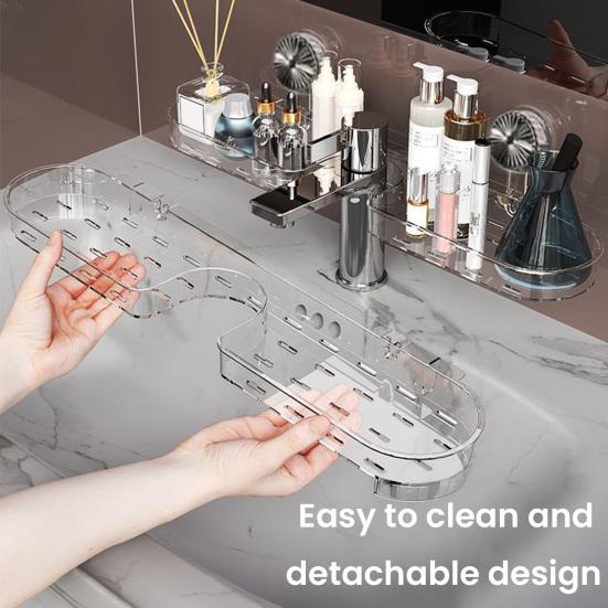 Bathroom Storage Rack with Suction Cup Strong Load-bearing Self-draining Shampoo