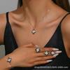 Neues Glücksklee Halskette Ohrringe Armband Ring Set, Vierblättrige Blume Damenschmuck 128
