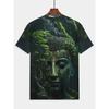 Large Men's Buddha Pattern 3D Printed Men's Round Neck Short Sleeved T-shirt Summer Fashion T-shirt Casual Comfortable Versatile Top
