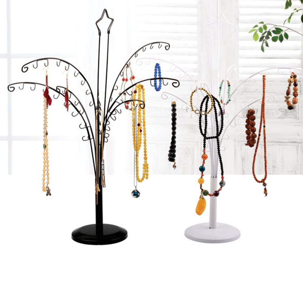 Strudy Jewelry Tree Stand Organizers Practical Necklace and Bracelet Organizers Stand with 64 Hook for Easy Selection