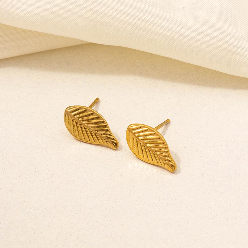 6pcs Real Gold Plated Fashion Plant Leaf Flower Earrings Stainless Steel Ear Studs For Men Women Jewelry Piercing Earring Party