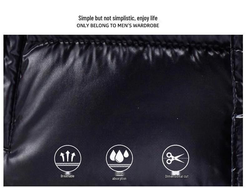 2023 Unisex Błyszcząca Ciepła Kamizelka Puchowa Bez Prania z Odpinanym Kołnierzem Stójką