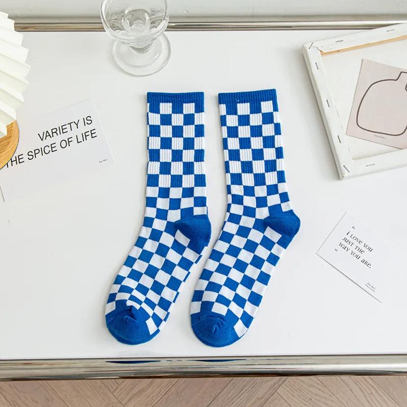 Unisex Socks Funky Harajuku Trend Women Checkerboard Socks Geometric Checkered Sock Men Hip Hop Cotton Streetwear Novelty Soks