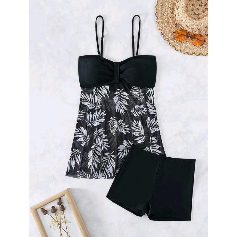 Европейский и американский новый раздельный купальник-боксеры с высокой талией, сетчатый танкини, женский купальник танкини S