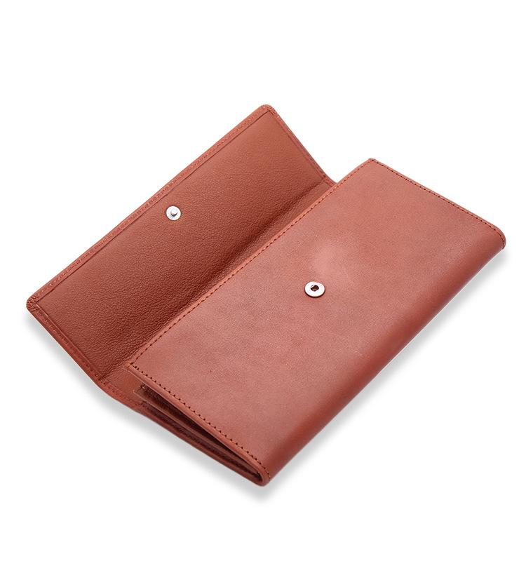 

Многосекционный длинный кошелек тройного сложения кошелек для мелочи кошелек из коровьей кожи первого слоя кошельки Size can be customized коричневый