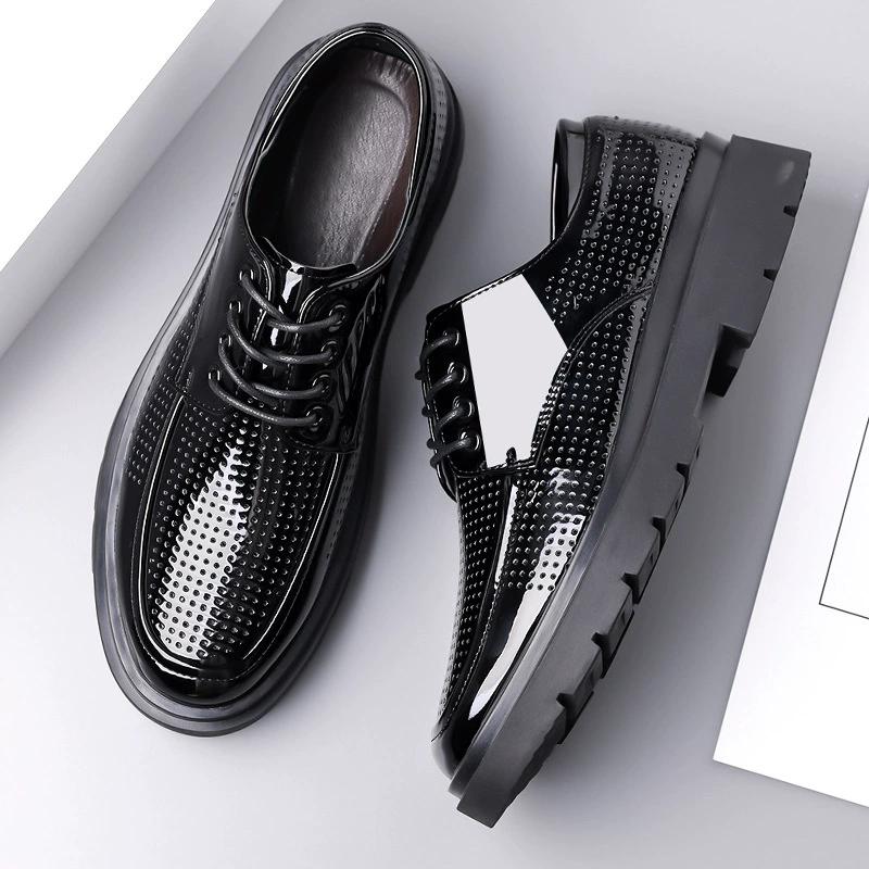 Summer Fashion Formal Men Shoes Punch Lace Breathable Hollow Business Dress Shoes Genuine Leather Casual Sandals Oxfords