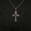Gothic Victoria Red Crystal Cross Pendant Necklace for Men Women Personality Punk Hallowmas Party Vampire Jewelry Accessories