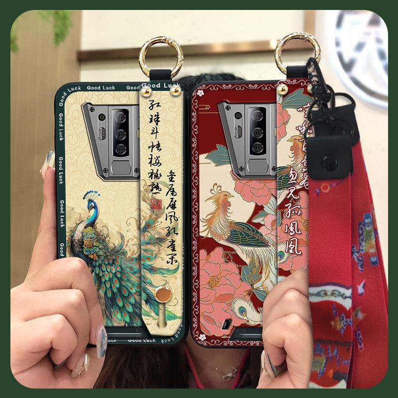Phone Holder Anti-dust Phone Case For Blackview BV6900 Kickstand Ring Lanyard Durable Dirt-resistant Wristband Soft Case