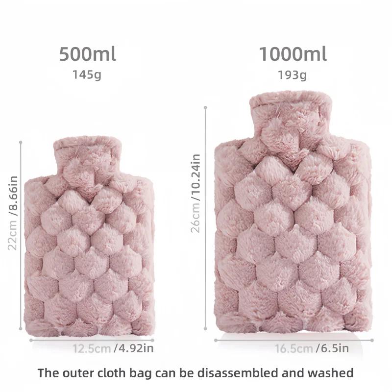 1000/500ML Hot Water Bottle Bag Winter Hand Warmer Hand Warmer Reusable Warmer for Girls Portable Keep Hand Warmer Hot Water Bag