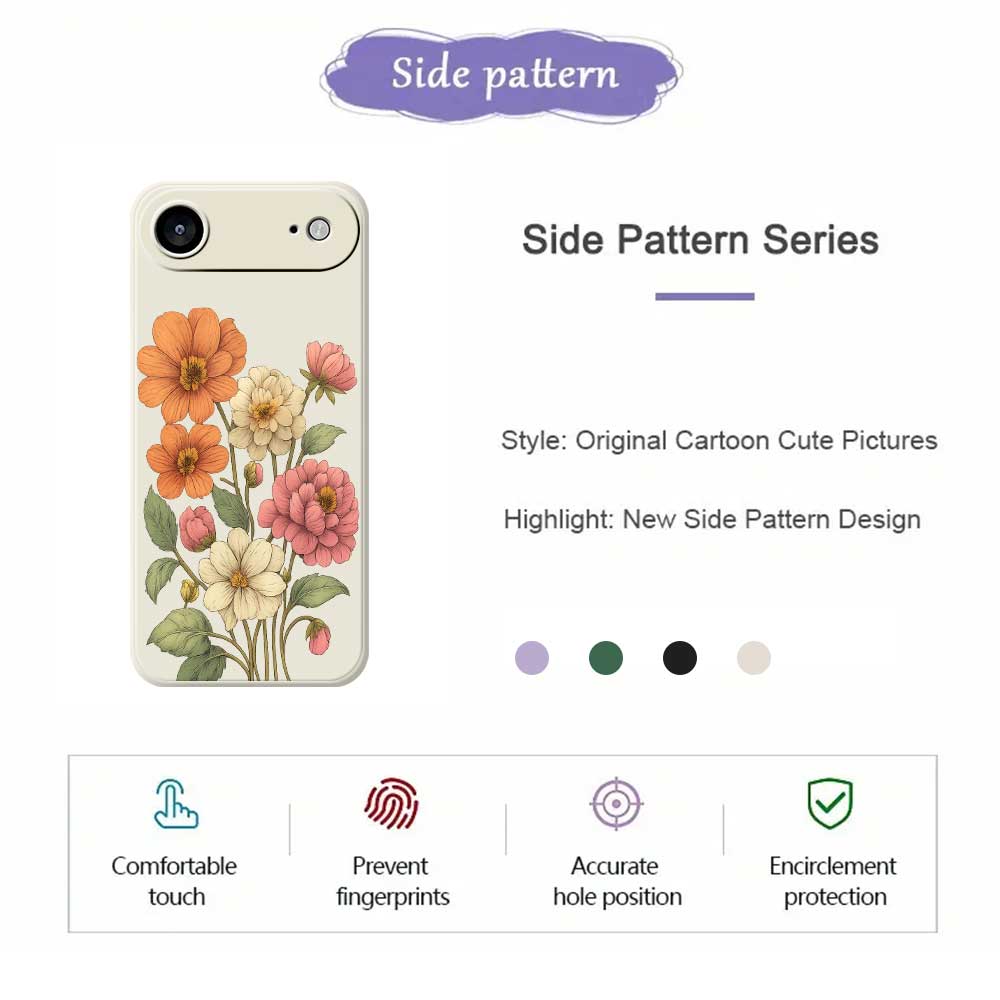 For iPhone 17 Air Case Beautiful Flowers Pattern Printing Straight Edge TPU Phone Back Cover