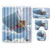 Fashion Textured Bathroom Shower Curtain Floor Mat Toilet Cover Foot Mat Four-Piece Set