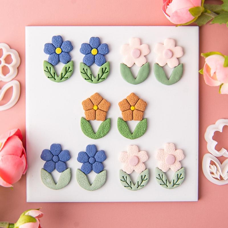 Clay Cutter Leaf Flower Shape Clay Earring Molds for Earrings Making Clay Earring Cutter Tool for Jewelry Making
