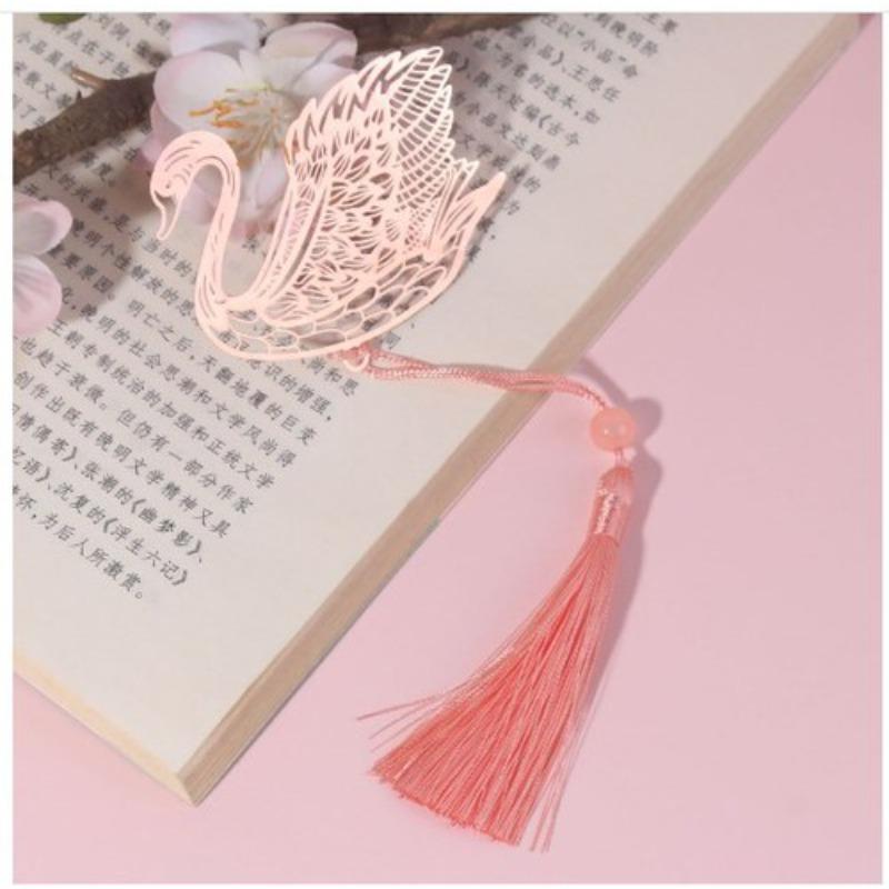 1Pc Golden Retro Art Metal Plant Vein Bookmark with Tassel Reading Book Accessories Index Tab Fringe Gift for Teachers Students