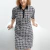 FILA SS24 Houndstooth Polo Neck Woven Casual Fashion Dress Women Dresses Legendary-Blue F11W411302F-NV