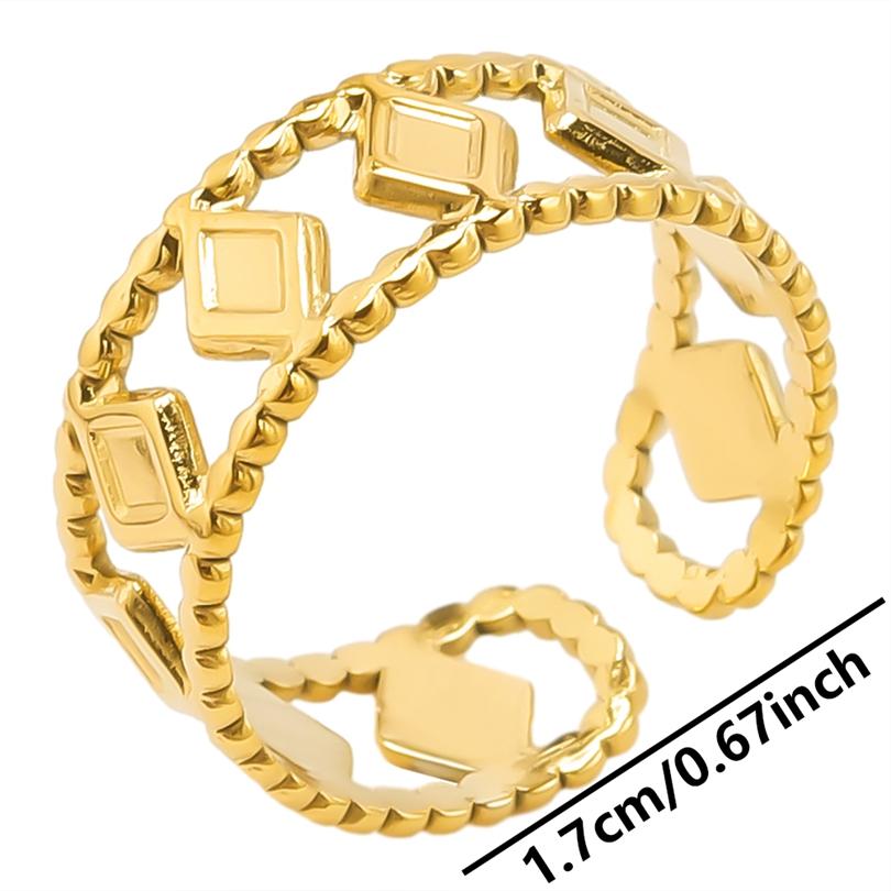 Bague 18k Gold Plated Open Adjustable Stainless Steel Rings For Women Men Accessories Cross Shell Plant Leaf Ring Finger Jewelry