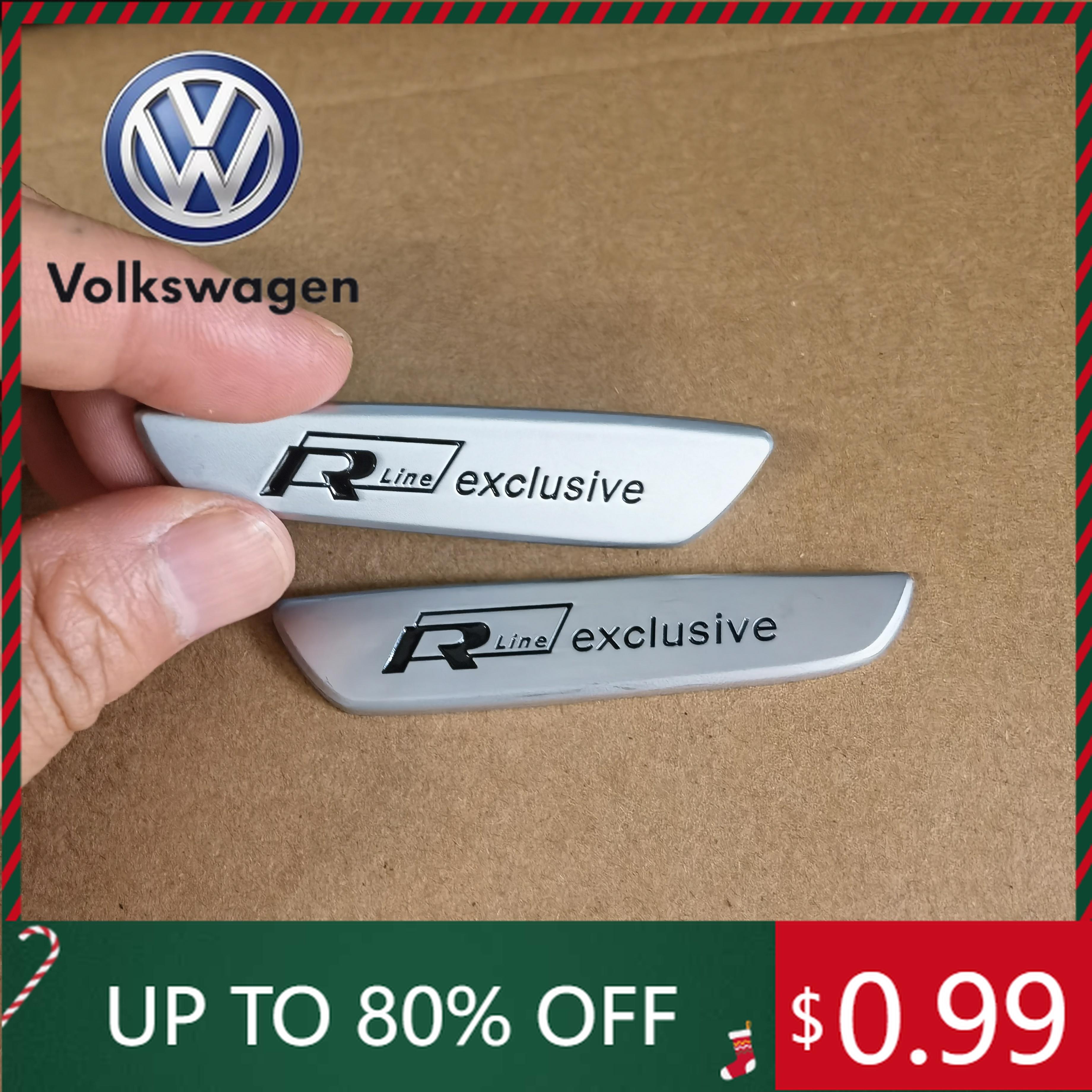 2026 Hot For VOLKSWAGEN VW For RLine Exclusive Badge Sticker 2pcs Silver RLine Door Armrest Sticker RLine Interior Sticker For T