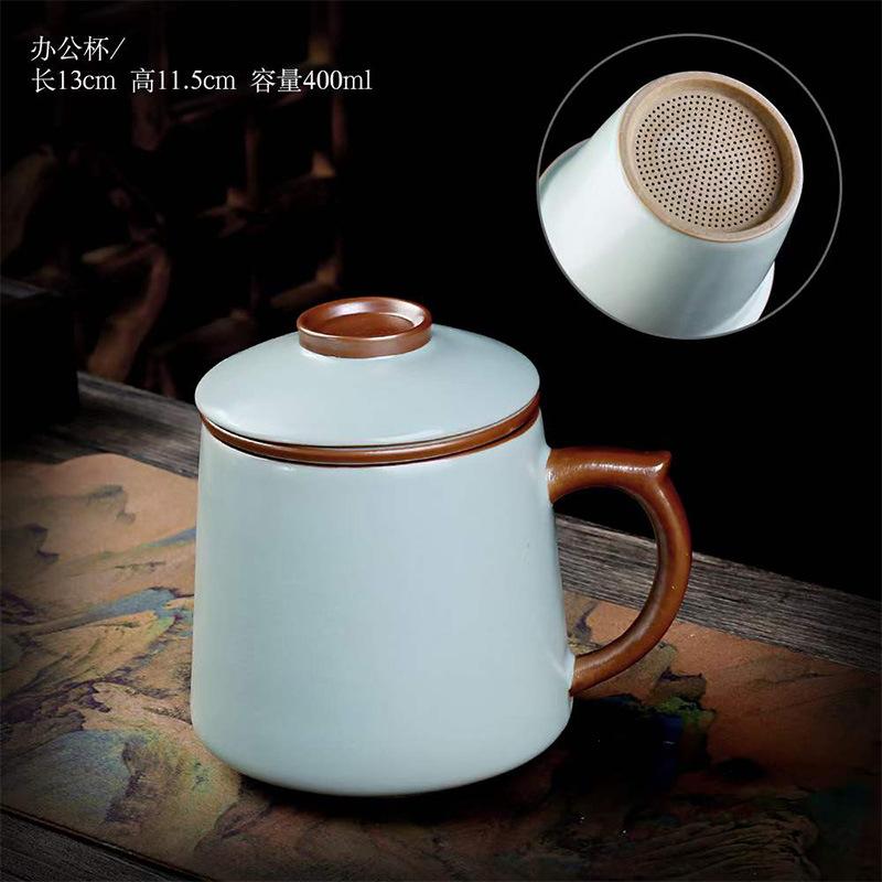 Tea Separation Cup Mug Office Ceramic Tea Separation Cup Personal Tea Cup Gift Ru Kiln Teacup Pack