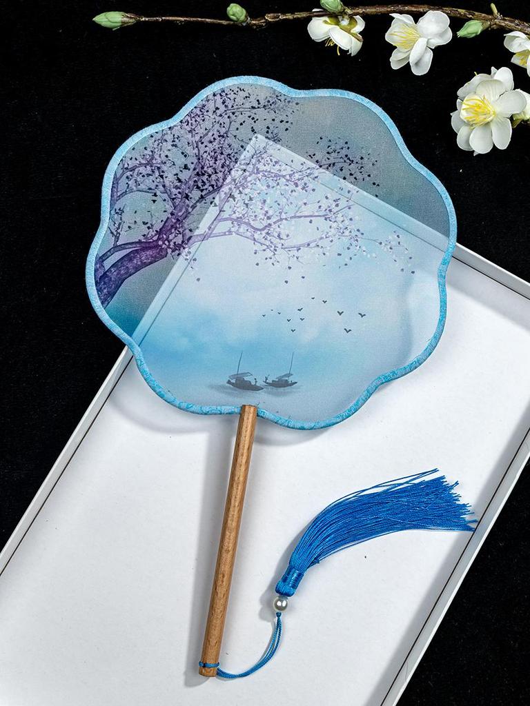Translucent Ancient Style Round Dance Fan for Hanfu Costumes - Women's Classical Chinese Craft Fan