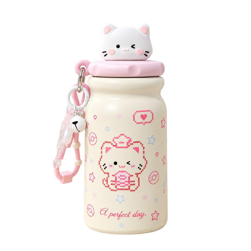 High Value Cartoon Doll Thermos Cup Stainless Steel Cute Girl School Water Cup Portable Straw Cup