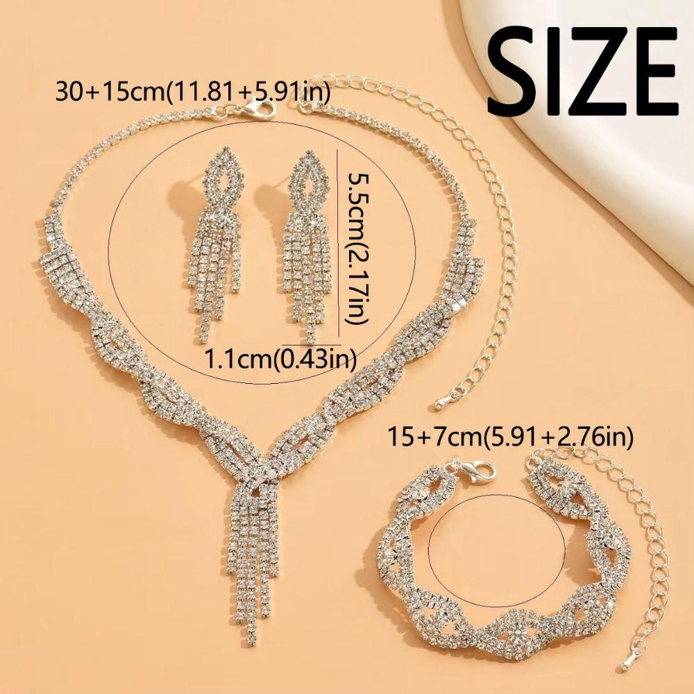 Rhinestone Tassel Wedding Bridal Accessories V-Necklace Rhinestone Jewelry Set  Wedding Party