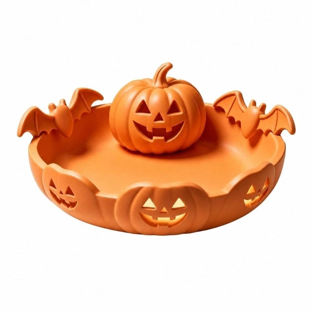 3D Printed Halloween Desk Ornament Gothic Style Bat Decoration Pumpkin Jewelry Tray Tabletop Decor