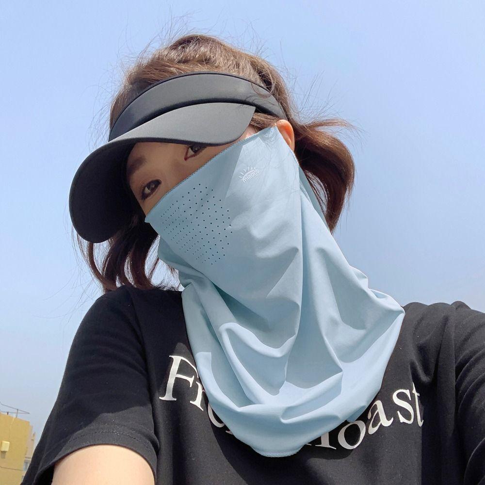 Breathable Summer Face Veil Letter Neckline Face Cover Ice Silk Sunscreen Mask Outdoor Sports