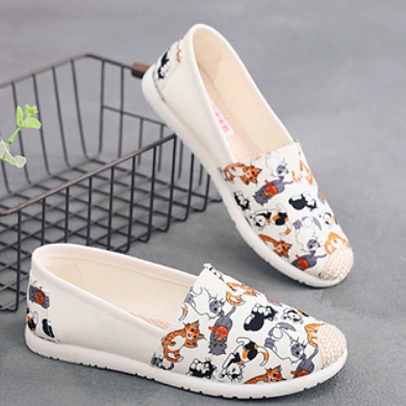 

Весна и Осень новая женская одинарная обувь парусиновая обувь тканевая обувь модный тренд универсальная нескользящая мягкая подошва удобная на одном педале 41