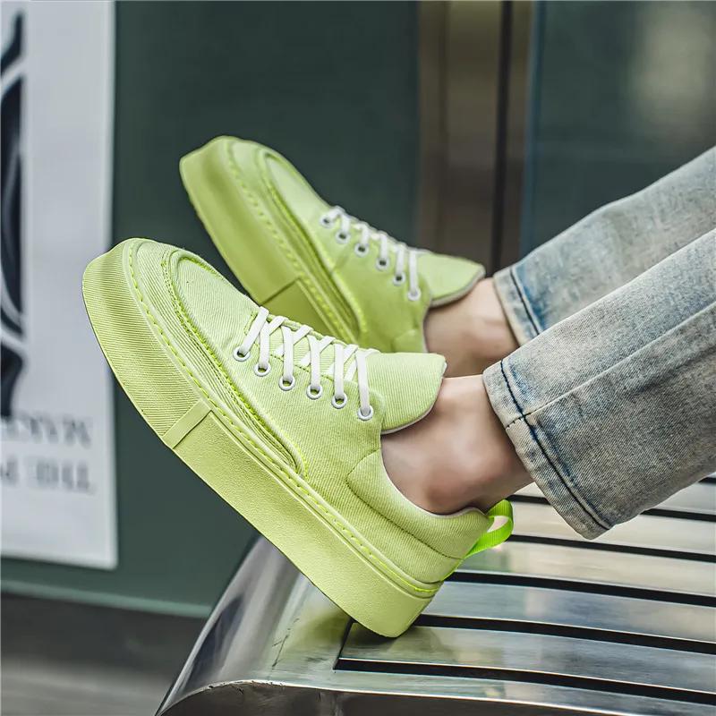 2024 New Breathable Canvas Shoes, Breathable and Versatile Green Casual Board Shoes, Men's Fashionable Sports Shoes Size 39-44