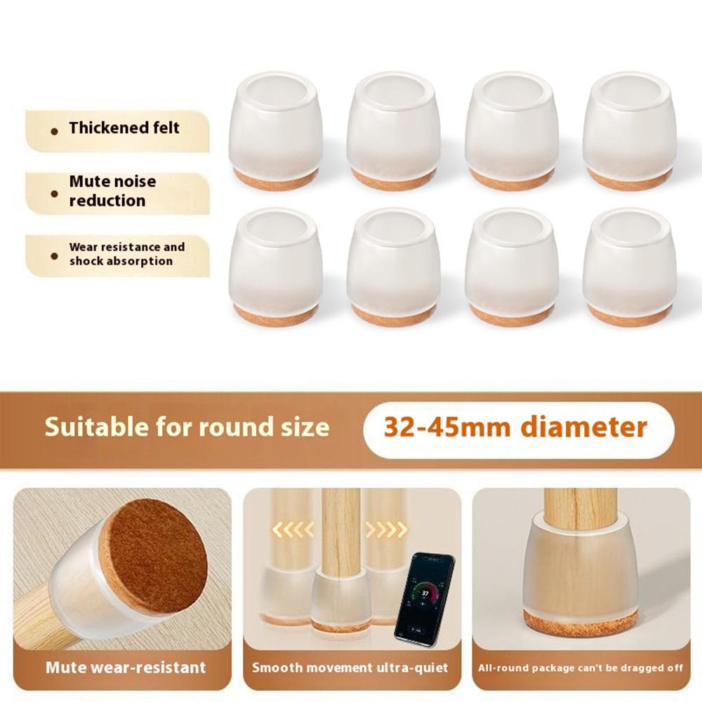 8Pcs 32-45mm Chair Leg Caps Noise Reducing Circular Furniture Feet Protective Cover Anti-Slip Floor Pads for Home