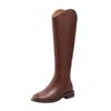 Women Knee-high Boots Genuine Leather Natural Leather Ladies Bootie Autumn and Winter Velvet Western Boots Goth Shoes Long Botas