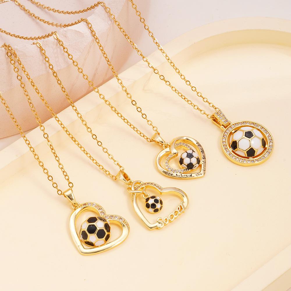 Football Necklace Light Luxury High Sense Versatile Simple Atmosphere Love Stainless Steel Collarbone Chain