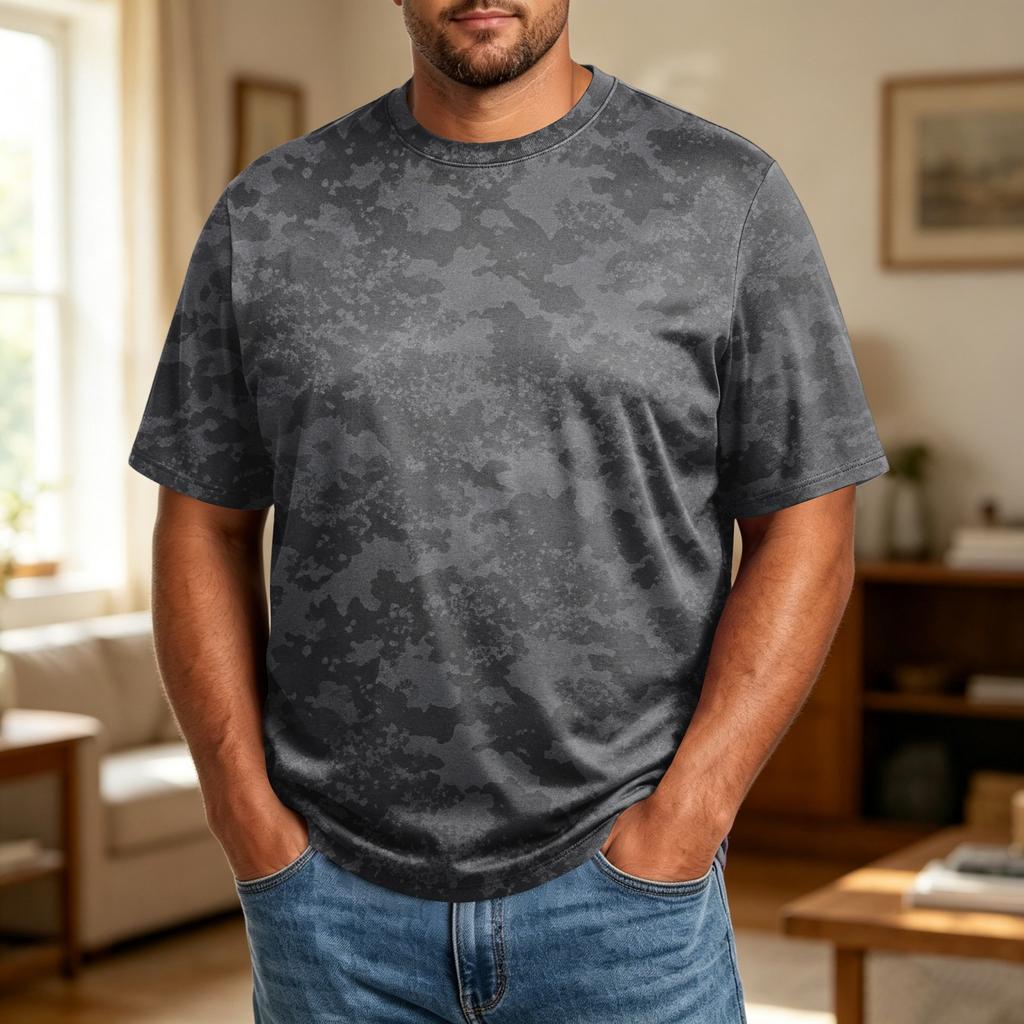 Men's Big Size Comfortable Breathable Casual Loose Fit T-Shirt Soft Fabric Crew Neck Short Sleeve Top for Everyday Wear