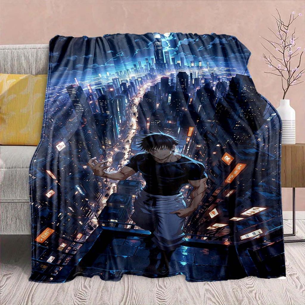 Jujutsu Kaisen Anime Flannel Blanket - Soft Warm Perfect for Sofa, Bedding Camping Travel Office Home Decor -QJY