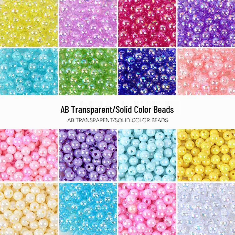 Acrylic Solid Color Round Beads for DIY Jewelry Bracelet Making