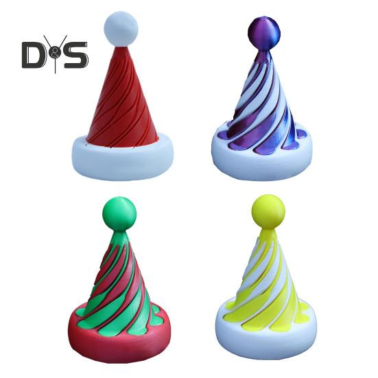 3D Printed Spiral Cone Toy Impossible Christmas Tree Passthrough Sculpture Vortex Thread Illusion Stress Relief Kids Adults Mini Spiral Santa Hat
