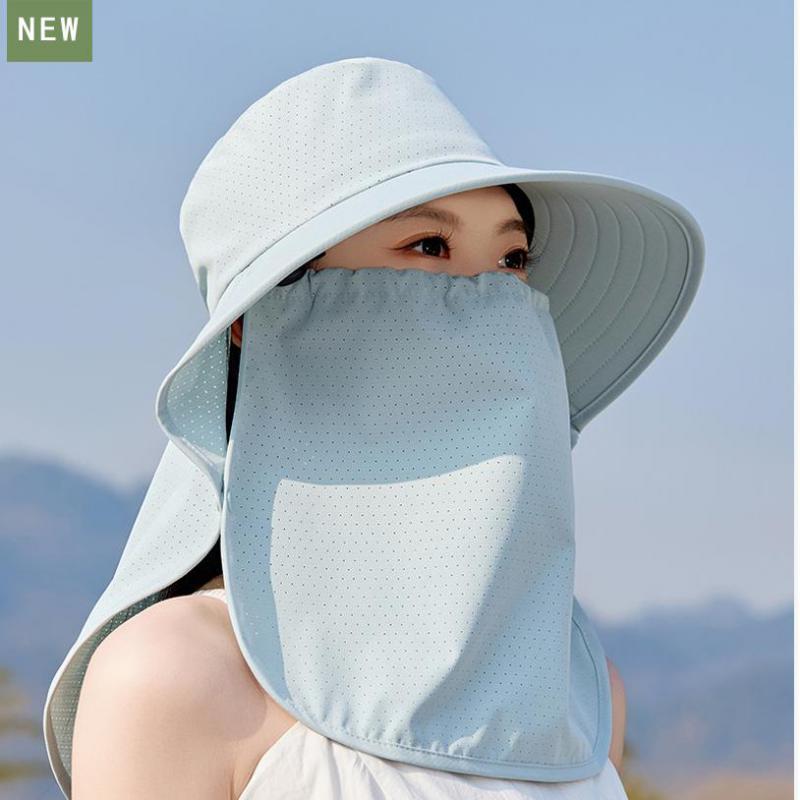 Pălării de vară pentru femei Pălărie de soare cu mască șal Respirabilă Multifuncțională Protecție solară în aer liber Pălărie de soare Șapcă de plajă Nou