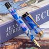 Jinhao 100 Classic Fountain Pen with Bent Nib, Blue-Purple Celluloid, Brush-Style Feel, Fine to Broad Nib Sizes, Pen Case Included