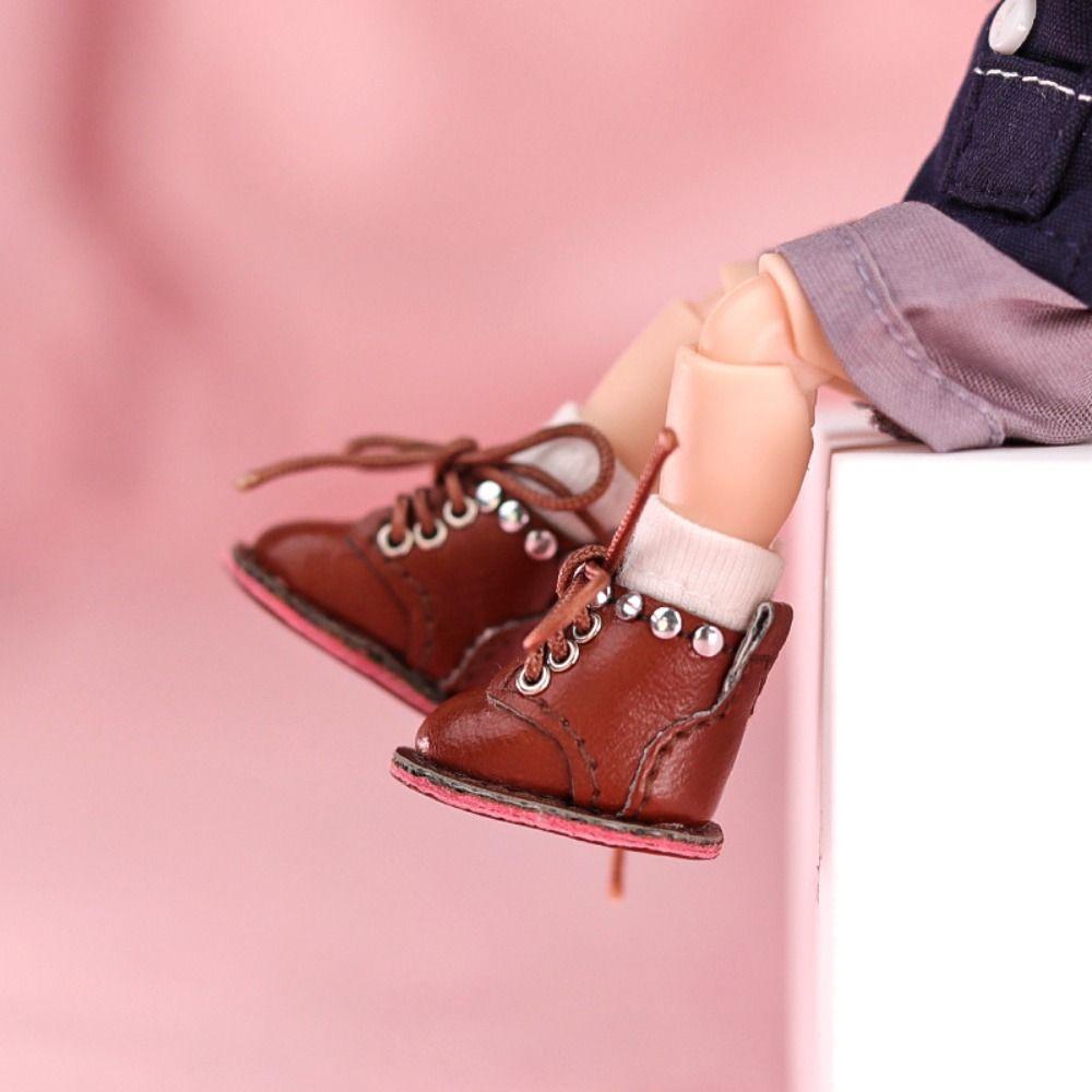 1 Pair Leather 1/12 Bjd Doll Shoes Canvas 1/12 Bjd Casual Shoes Cute OB11 Doll Baby Shoes  Obitsu11