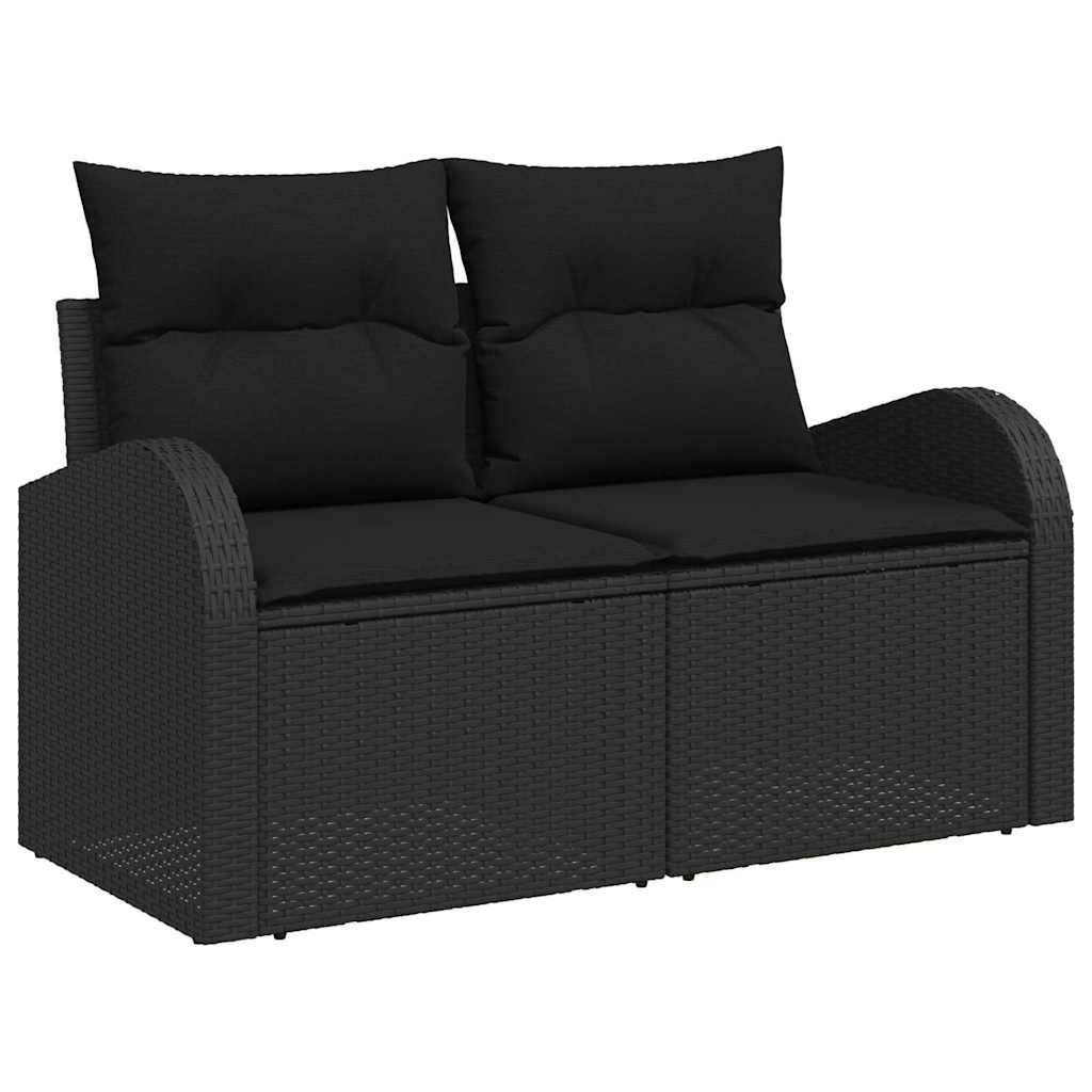 Garden Sofa Set with Storage 7 pcs Black Poly Rattan