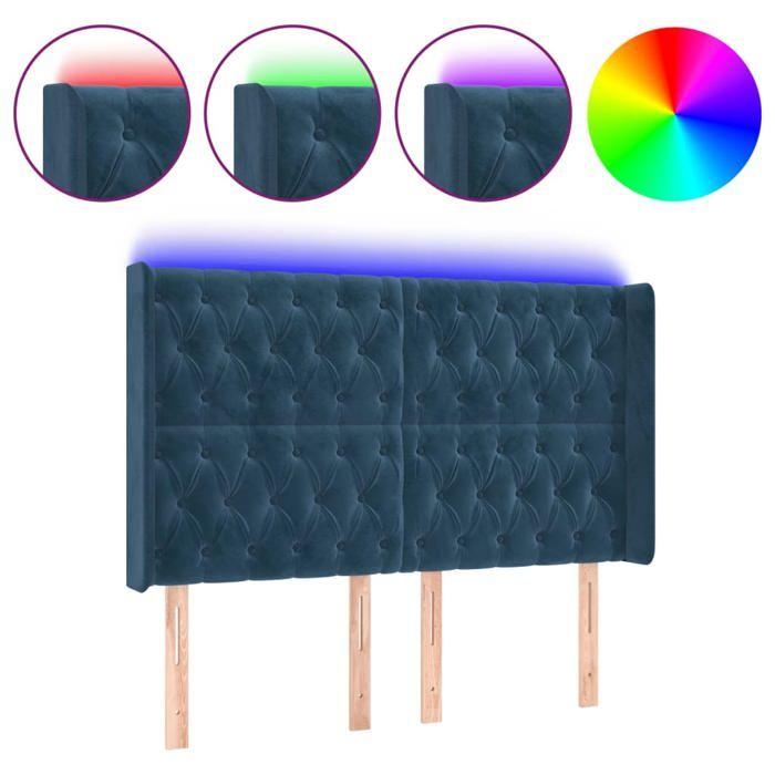 VidaXL Tête de Lit à LED Meuble de Chambre à Coucher Accessoire de Lit Double Tête de Cadre de Lit Intérieur Bleu Foncé 3124442