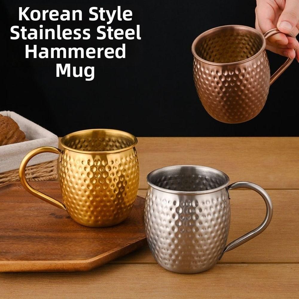 Retro Drinking Cup Hammer Pattern Stainless Steel Cup Wine Cup Moscow Mule Mug  Kitchen