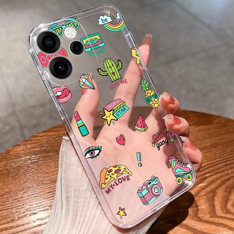 Cases For OPPO Reno15 15F 15Pro Cute Girl Love Heart Lightweight Simplicity Soft Transparent Housing For Reno 15F 15 Pro Capa
