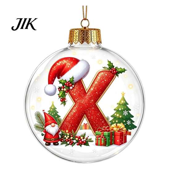 Creative DIY Christmas Ornaments 26?Letter Acrylic Ball Ornament, 3D Crystal Style Alphabet Winter Holiday Party Supplies Hanging Pendant, Xmas Tree