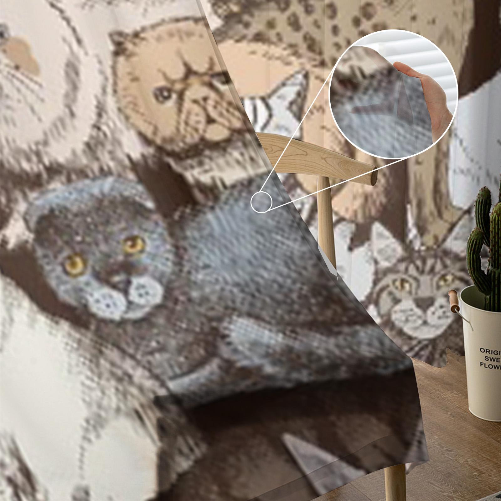 16 красочных шифоновых прозрачных штор с рисунком чистокровных кошек для гостиной — фото 5