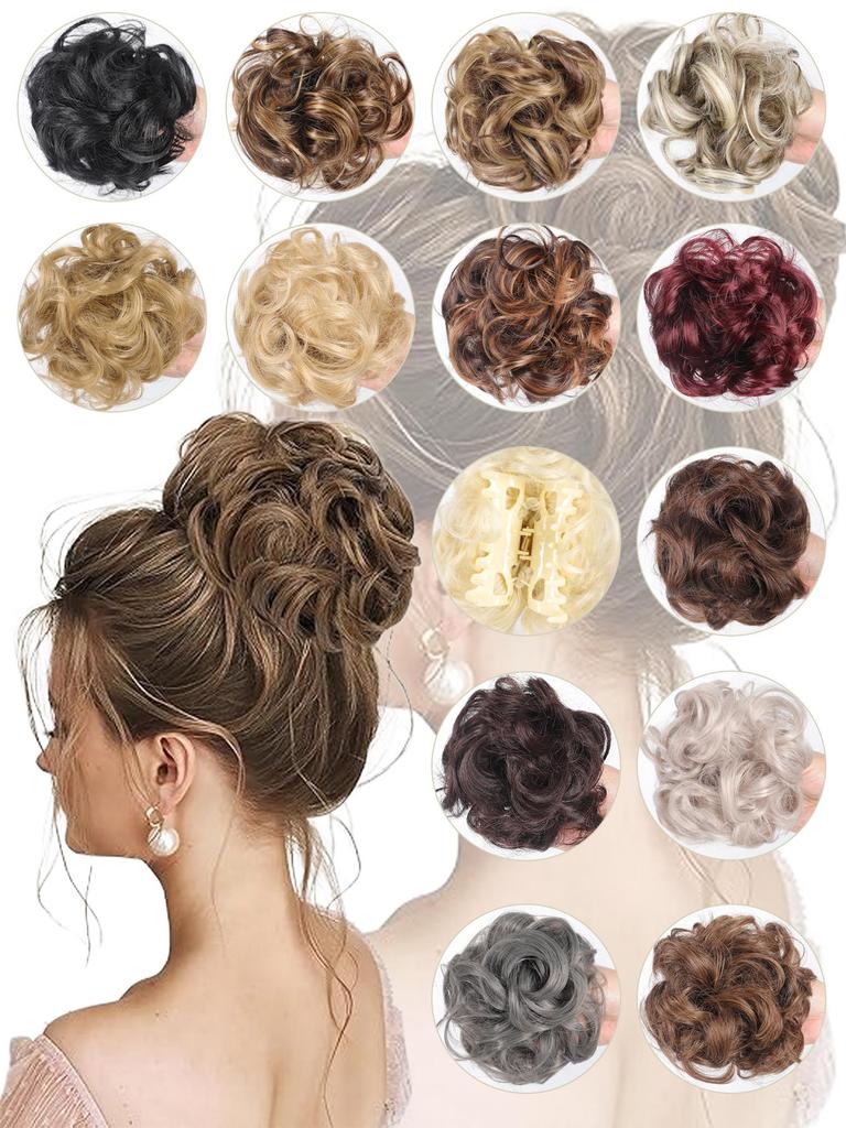 Syntetický drdol Rozcuchaný drdol Claw Claw Spona do vlasů Vlnité kudrnaté vlasy Drdol do culíku Prodlužovací příčesky pro ženy