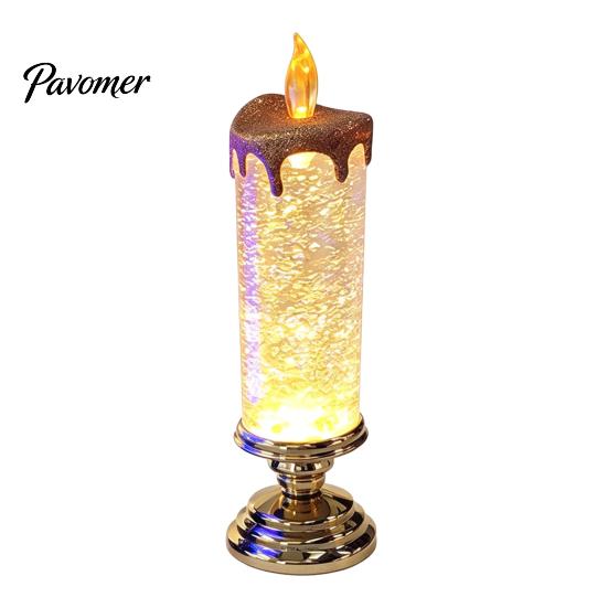 Flameless Candle Lantern Christmas LED Lamp, Glimmering Glitter Glow with Sparkling Room Ornament Simulated Flame, Holiday Tabletop Decoration