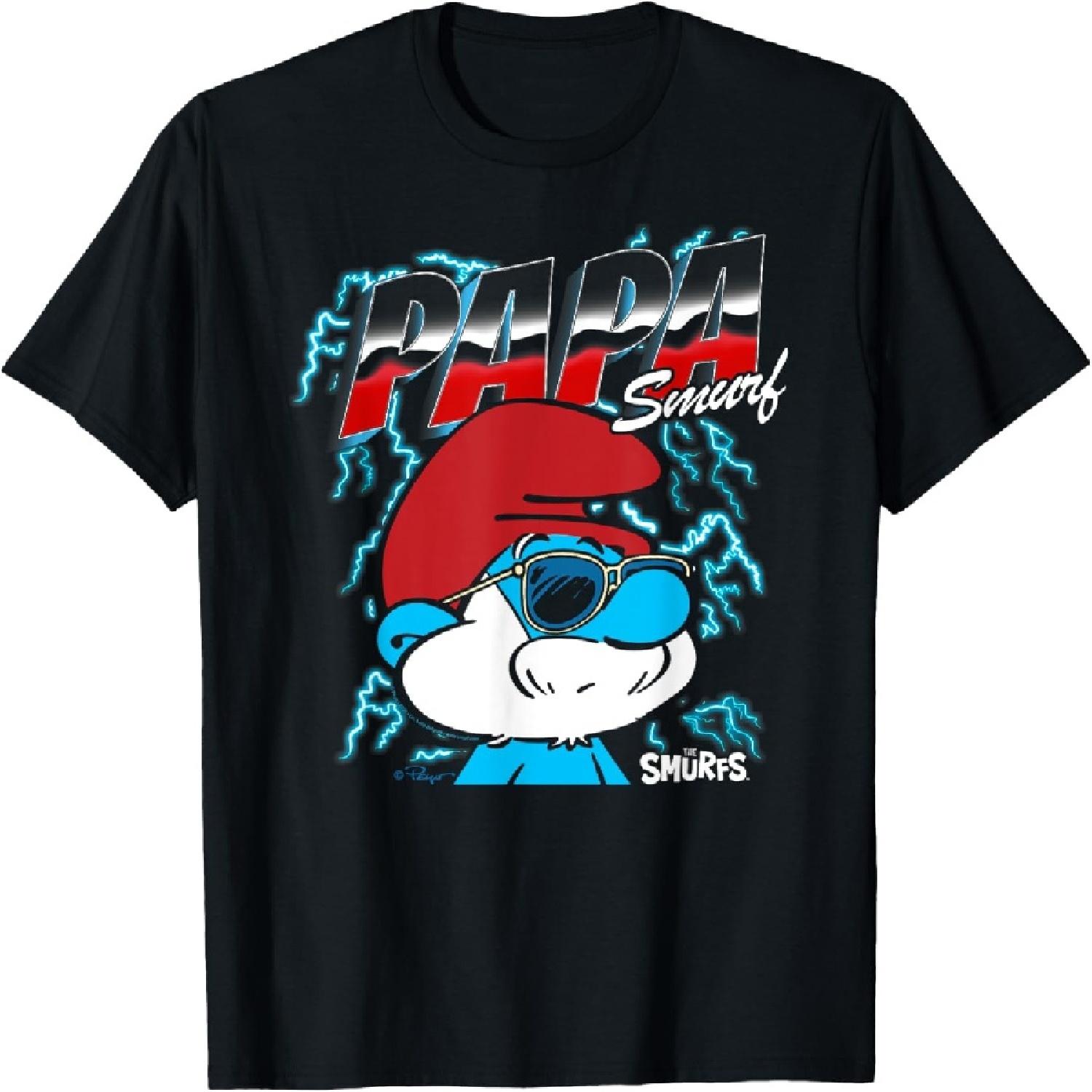 

The Smurfs Chrome and Lightning Papa Smurf Retro Cartoon T-Shirt XXXXXL